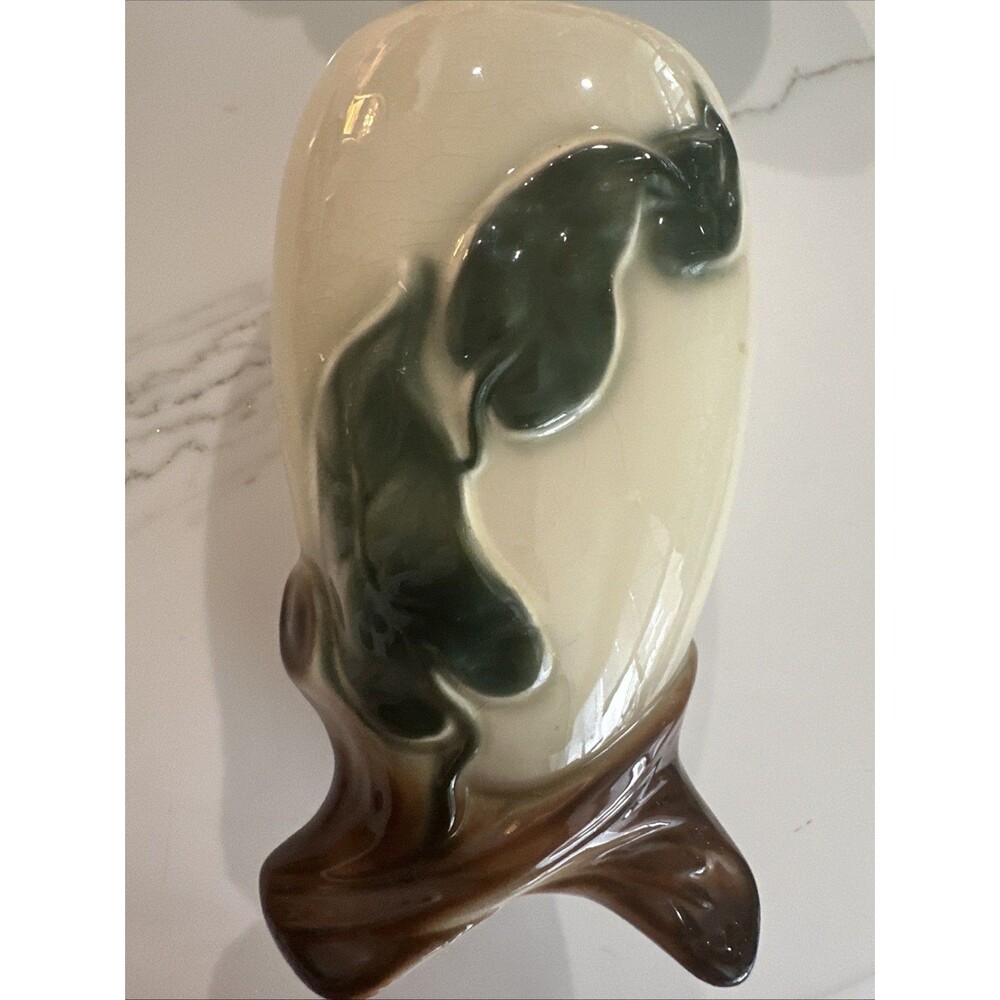 🪴Vintage Royal Copley Pottery Vase Green Ivy Pattern 7” Tall Beautiful